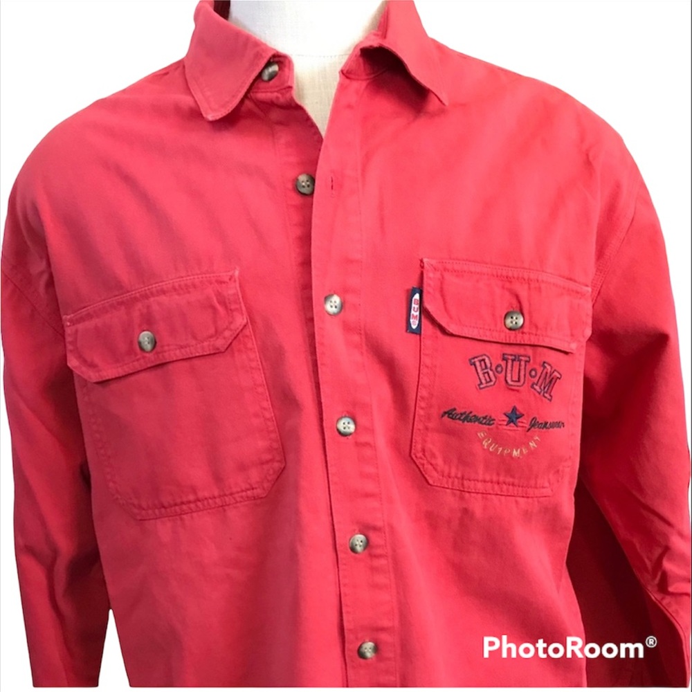B.U.M Equipment Red Vintage Long Slv Men’s Shirt Y2K 90s
